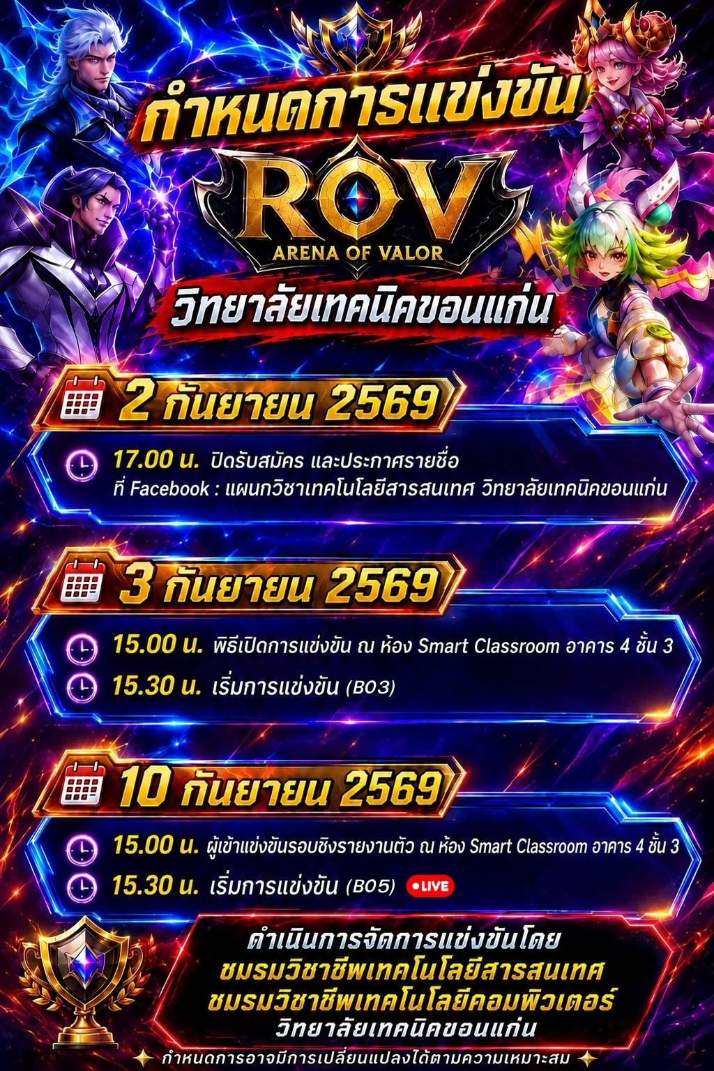 โปสเตอร์การแข่งขัน E-SPORTS ROV วิทยาลัยเทคนิคขอนแก่น